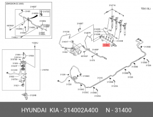 Распределительный трубопровод, топливо 314002A400 HYUNDAI KIA