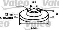Тормозной диск 186740 VALEO PHC