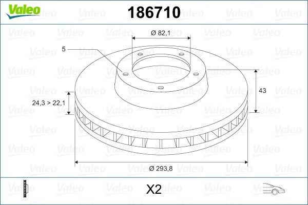 Тормозной диск 186710 VALEO PHC