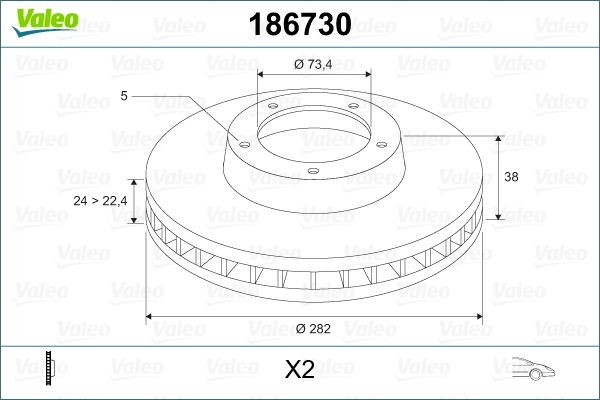 Тормозной диск 186730 VALEO PHC