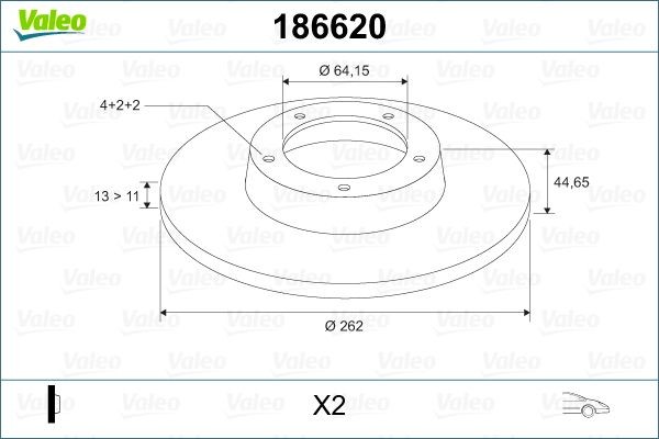 Тормозной диск 186620 VALEO PHC
