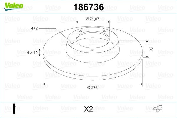 Тормозной диск 186736 VALEO PHC