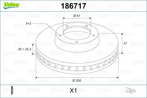 Тормозной диск 186717 VALEO PHC