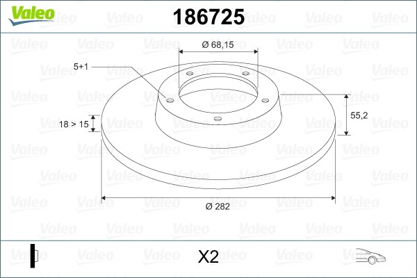 Тормозной диск 186725 VALEO PHC