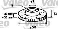 Тормозной диск 186703 VALEO PHC
