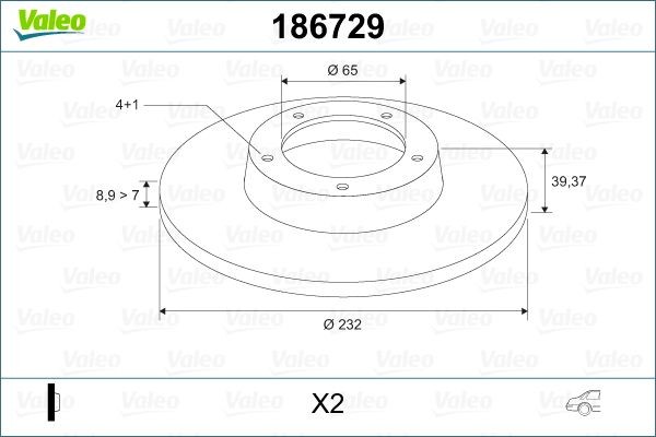 Тормозной диск 186729 VALEO PHC